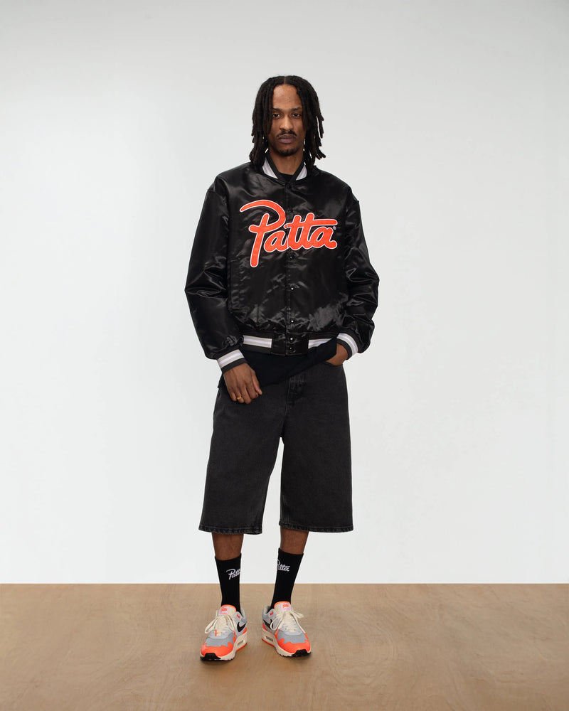 Patta Classic Satin Bomber Jacket (Black) Patta
