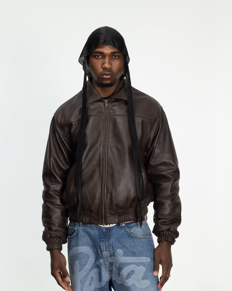 Patta Leather Bomber Jacket (Coffee Bean)