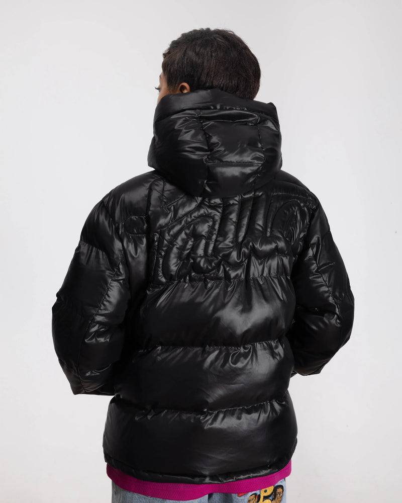 Patta Quilted Script Logo Puffer Jacket (Black) Patta