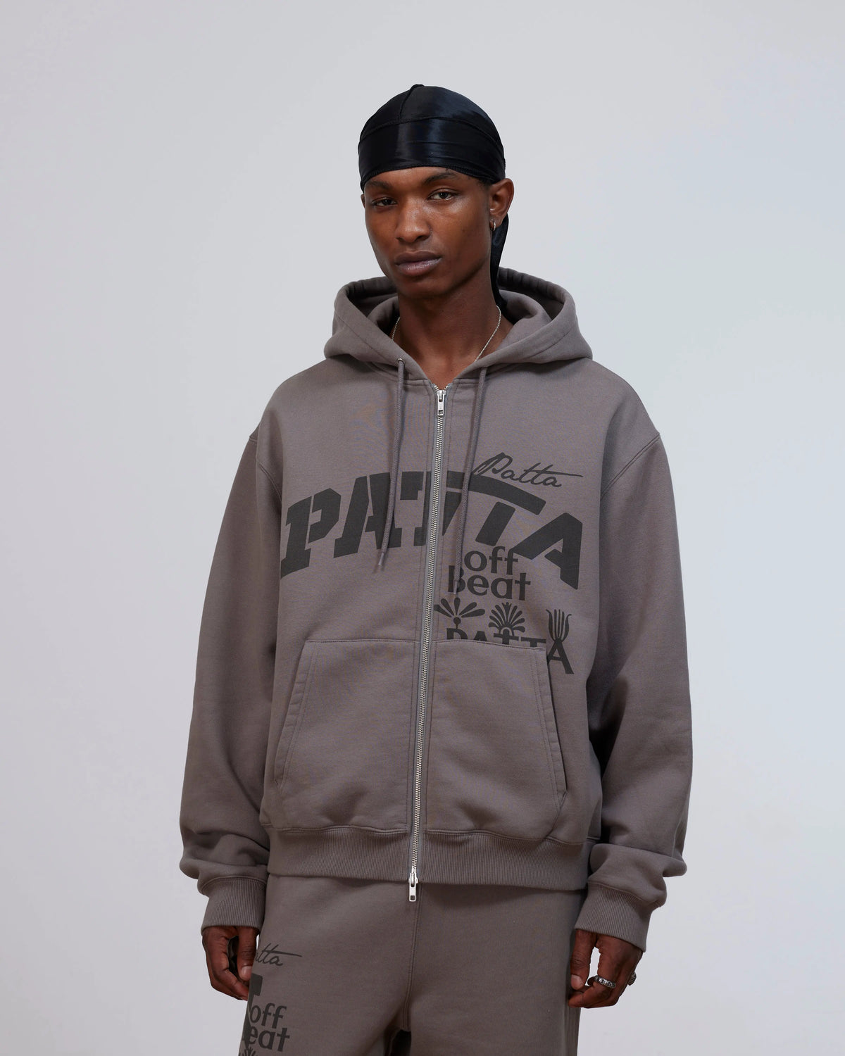 Patta Off Beat Zip Up Hooded Sweater (Brushed Nickel) Patta
