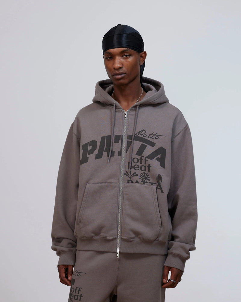 Patta Off Beat Zip Up Hooded Sweater (Brushed Nickel) Patta