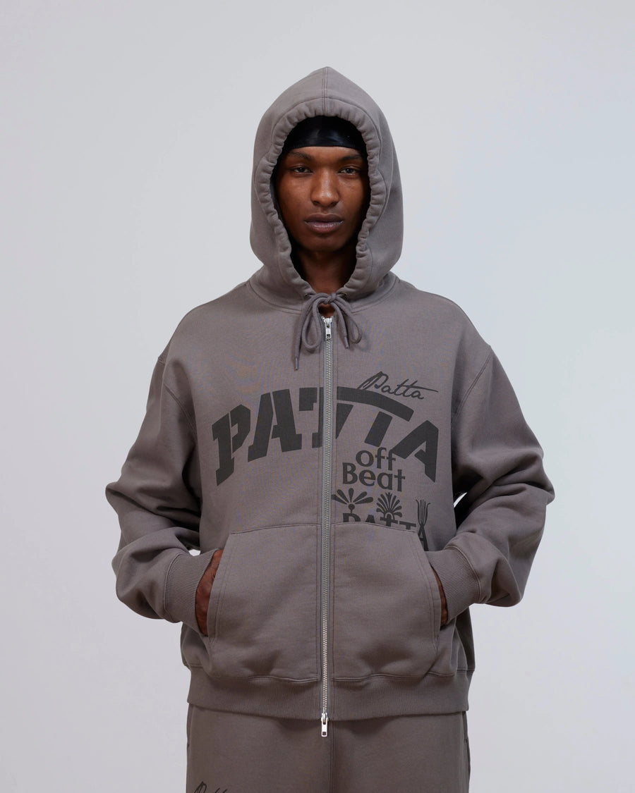 Patta Off Beat Zip Up Hooded Sweater (Brushed Nickel) Patta