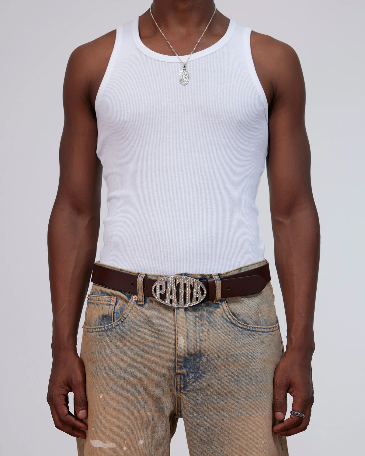 Patta Rhinestone Round Logo Belt (Brown) Patta