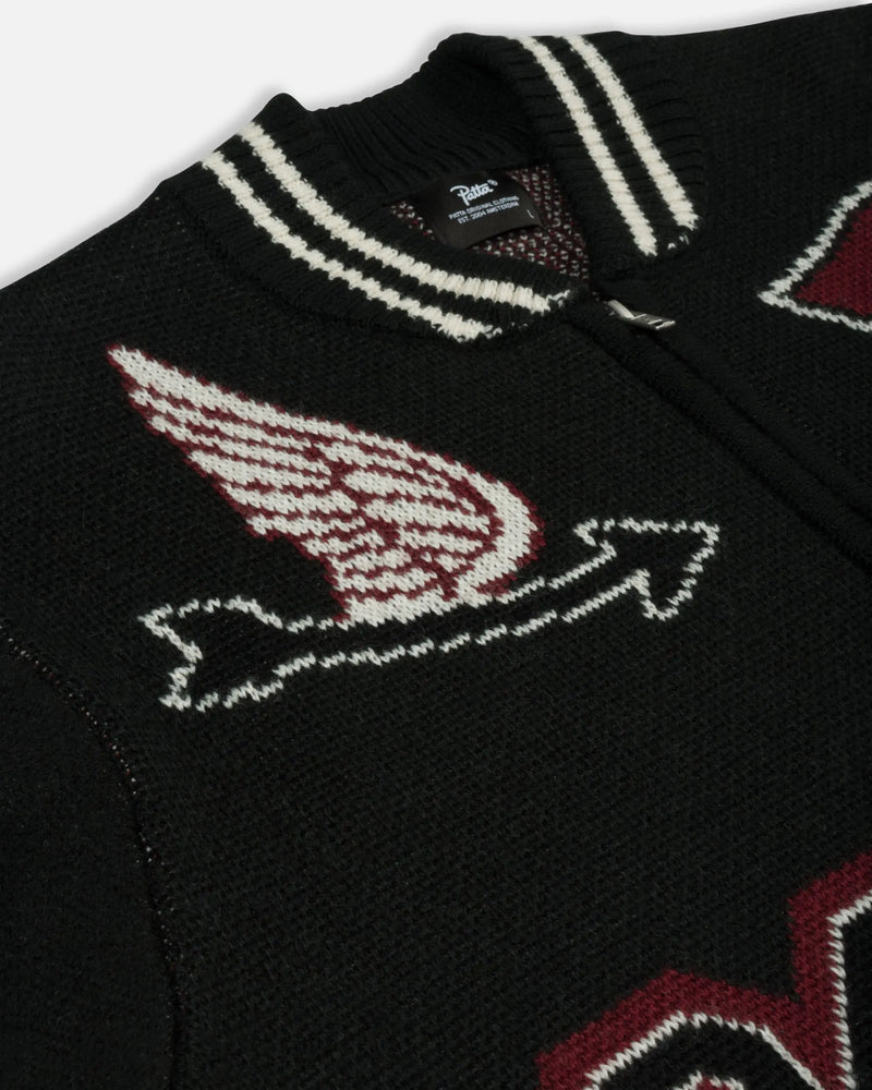 Patta Ribbed Knitted Cardigan (Grey Pinstripe) Patta
