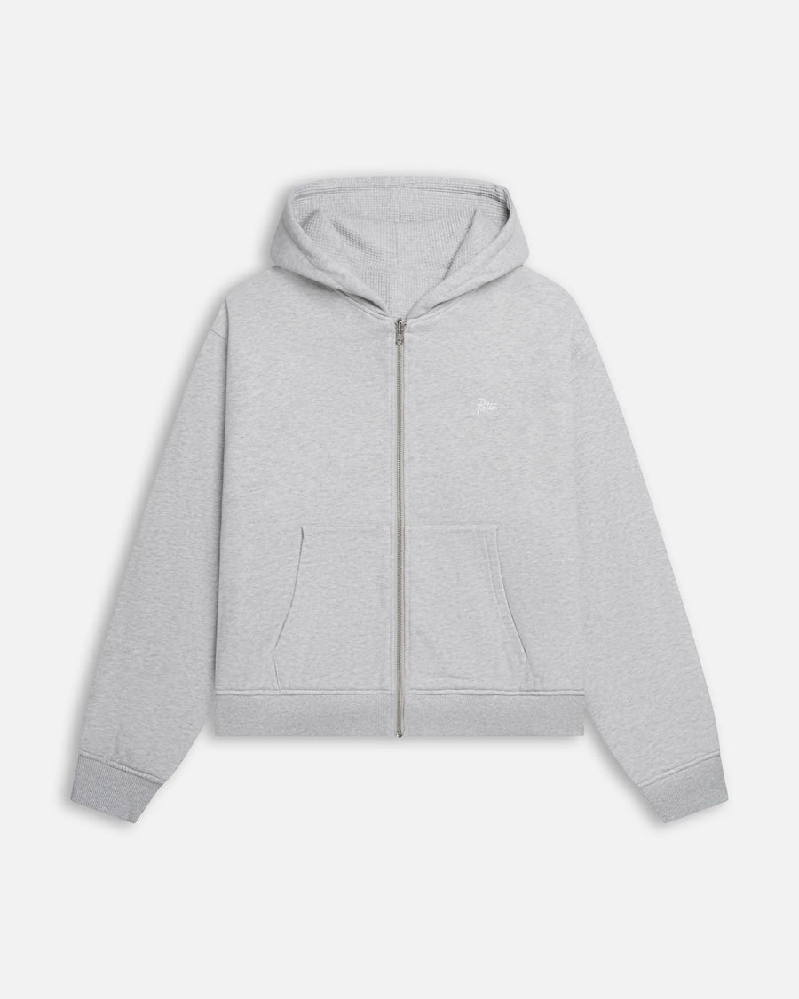 Patta Waffle Reversible Zip Up Hooded Sweater (Grey heather) Patta