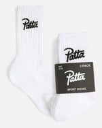 Patta Script Logo Sport Socks (2-Pack) (White)