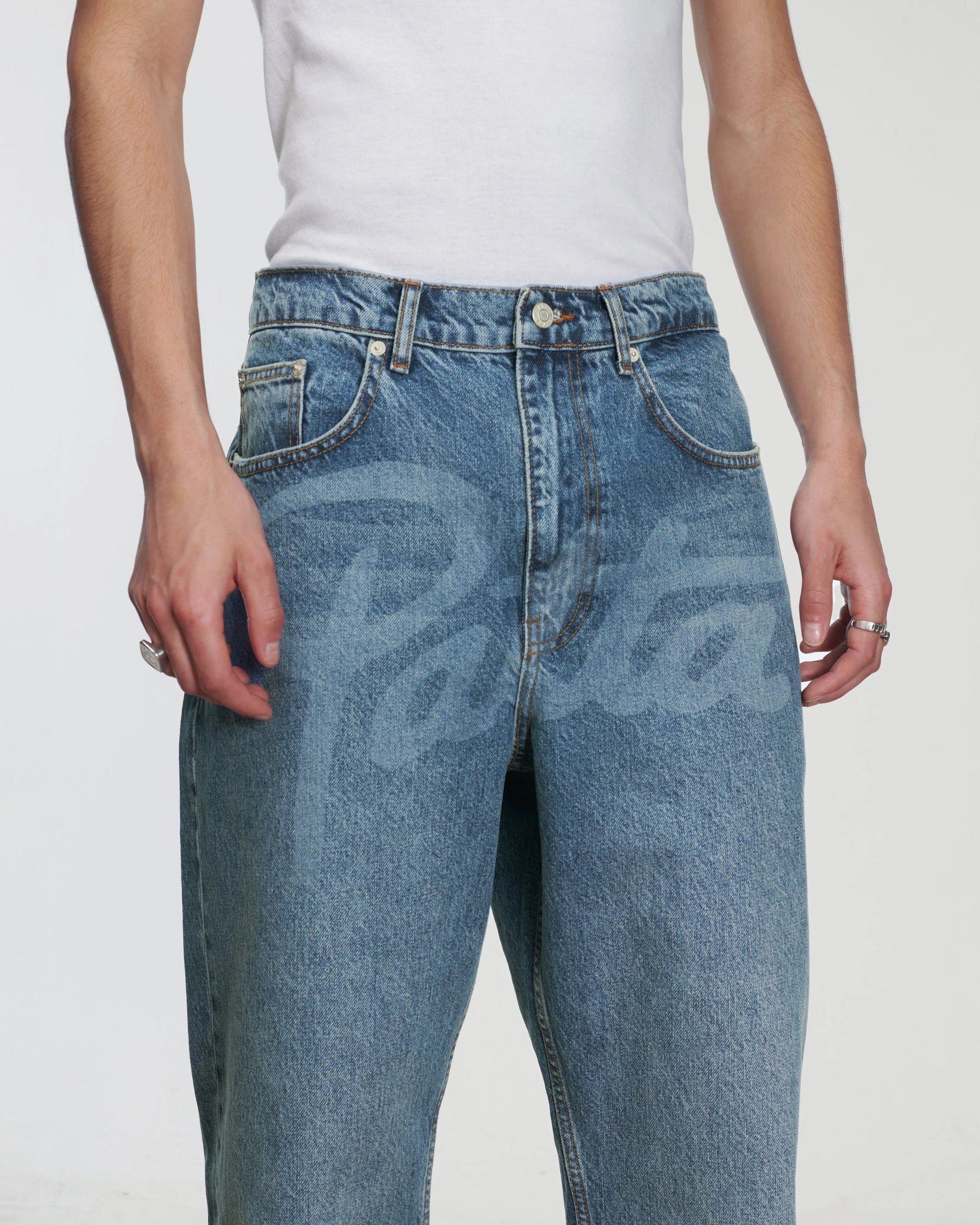 Patta Laserprint Whiskers Denim Pants (Light Blue Denim) Patta