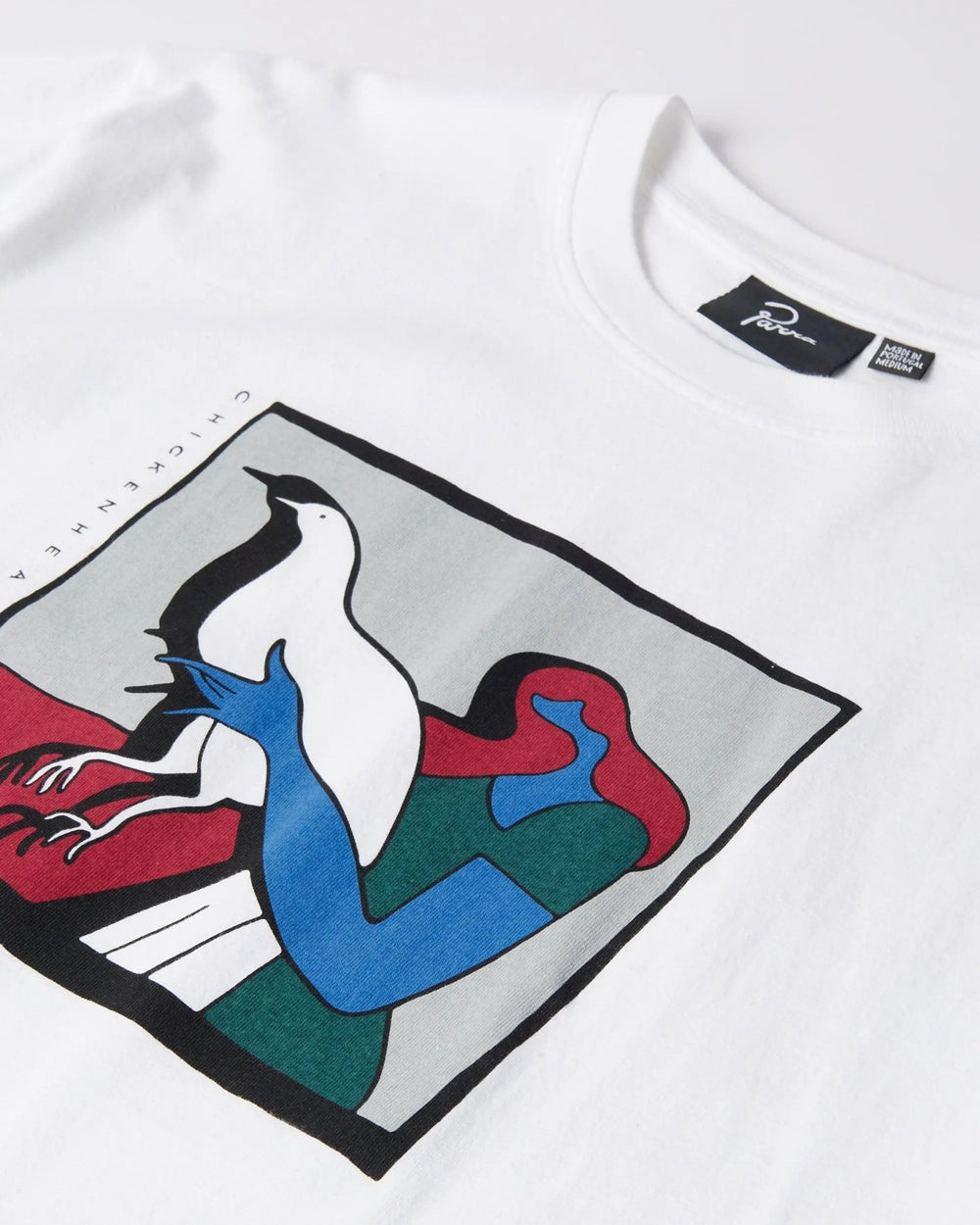 Graphic print detail on the chest of a white ByParra Look At It cotton T-shirt.